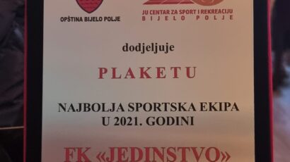 FK Jedinstvo najbolji sportski kolektiv u Bijelom Polju za 2021. godinu
