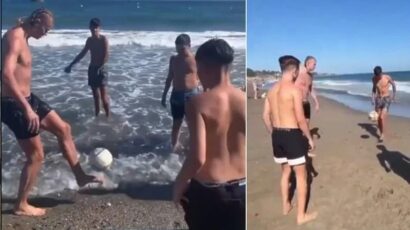 Haland zaigrao sa klincima fudbal na plaži
