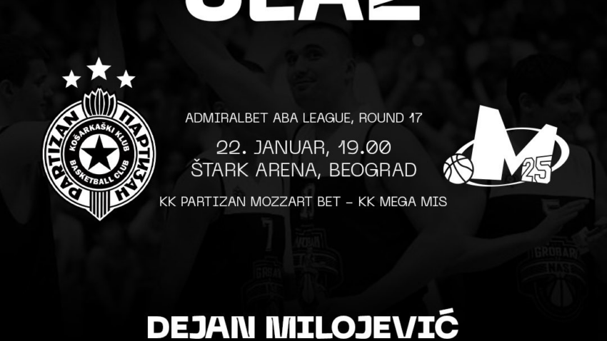 PARTIZAN I MEGA IGRAJU DEJANU U ČAST: Ulaz slobodan, crne majice obavezne!
